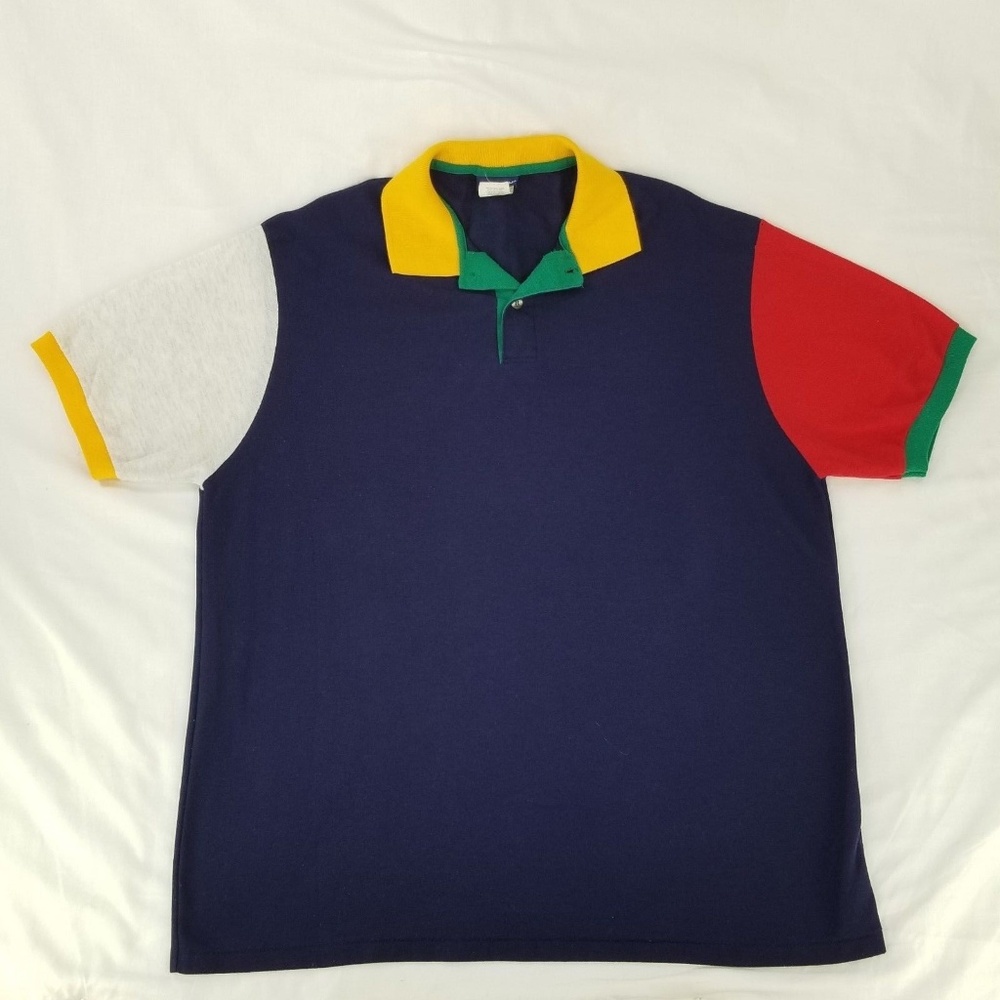 Vintage 1990s Crazy Color Block Polo Shirt Size XL